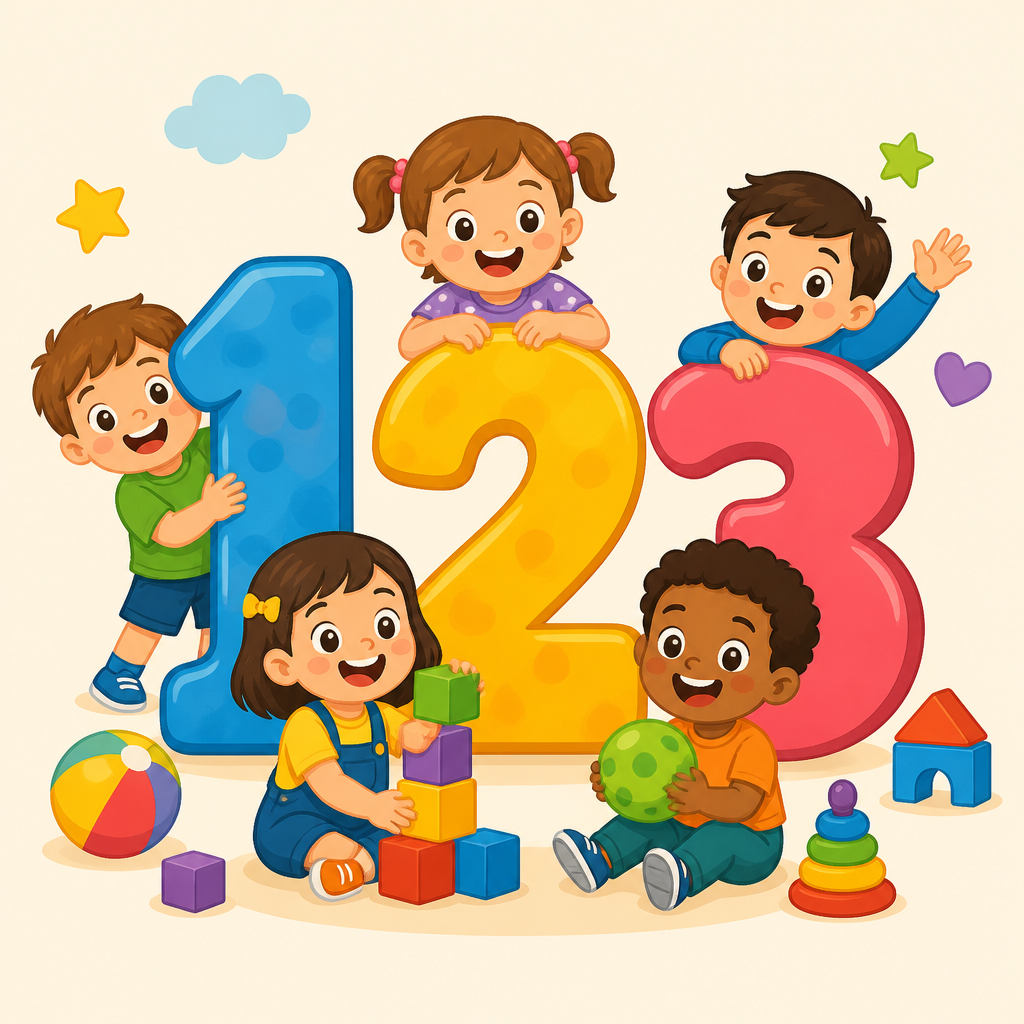 Children learning with numbers